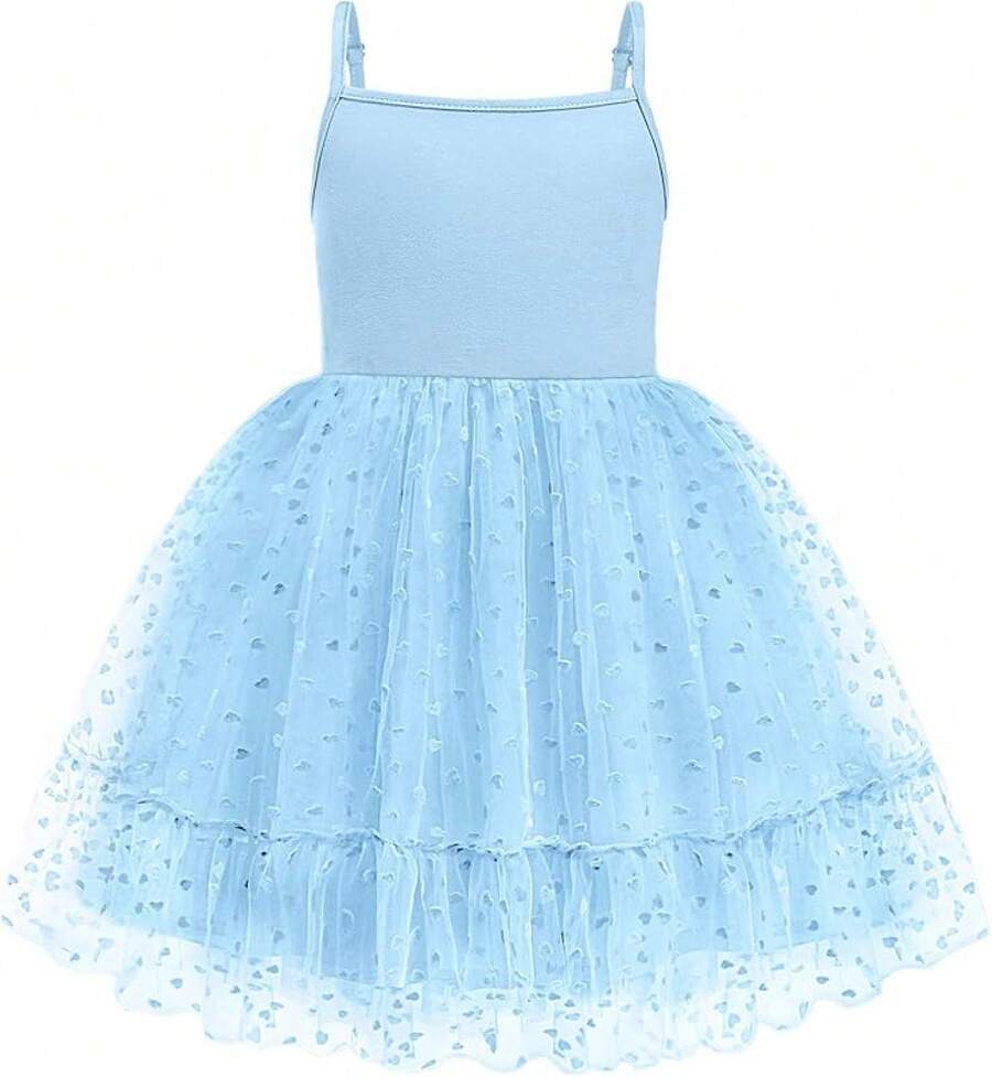 2025Toddler Girls Tulle Dress Rainbow Tutu Birthday Princess Dresses Formal Photo Shoot Outfit Summer Clothes 2-6T'Sprout Style' - 藍色 - 查看 1