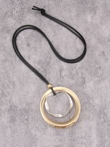1 pieza Pendiente grande de aro retorcido minimalista exagerado de moda, collar largo unisex vintage de hip-hop con cuentas de , bronce y plata, regalo de pareja, regalo de joyería