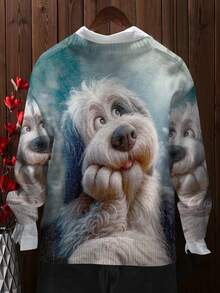 Cardigan di moda stampato in 3D - motivo Cane pensante, design con bottoni davanti, maglione leggero, adatto a tutte le stagioni, giacca casual morbida, dalla struttura slanciante