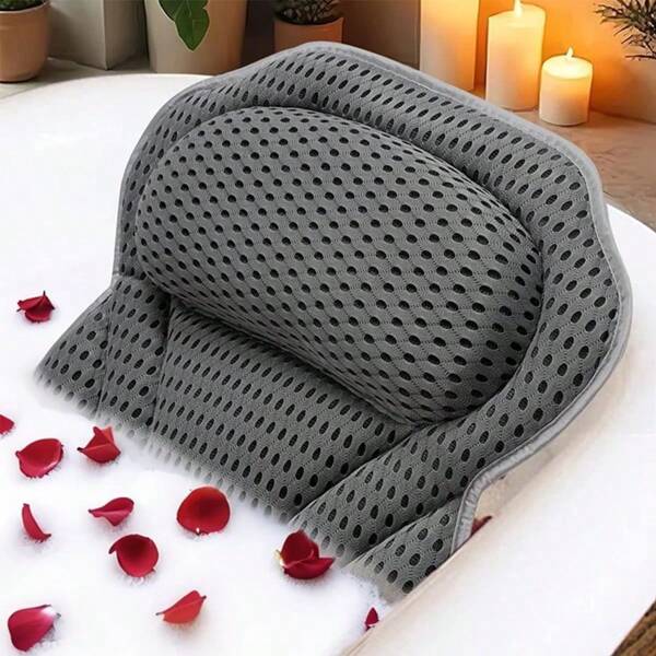 Travesseiro de Banheira Spa 4D para Apoio de Pescoço e Costas - Travesseiro de Banho Ergonômico com Ventosas