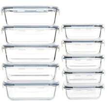20 Pieces Glass Meal Prep Containers With Steam Vent, Food Storage Containers With Airtight Lids, For Home Kitchen Office Lunch Portion Control (10 Containers+10 Lids), Freezer And Refrigerator
