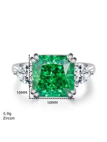 1 chiếc nhẫn kim cương xanh cacbon cao cấp 5 carat, chất liệu bạc nguyên chất, sang trọng, lãng mạn, thiết kế độc đáo, thích hợp cho các buổi dạ hội, hẹn hò và các dịp khác, trang sức nữ tinh tế, quà tặng sinh nhật. - Bạc - Xem 7