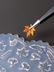 1 pieza Molde de silicona con relieve 5D en forma de hoja de arce y hoja de ginkgo, plantilla de uñas con hojas de otoño lindas, herramienta de moldes para uñas, suministros de uñas, herramientas de uñas, herramientas de arte de uñas, de vuelta a la escuela, uñas, herramientas de uñas para uñas postizas