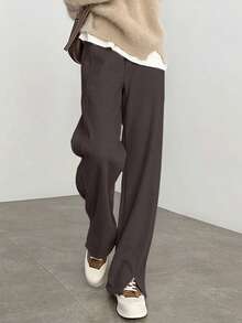 女士保暖内衬阔腿裤，保暖内衬百搭休闲直筒裤