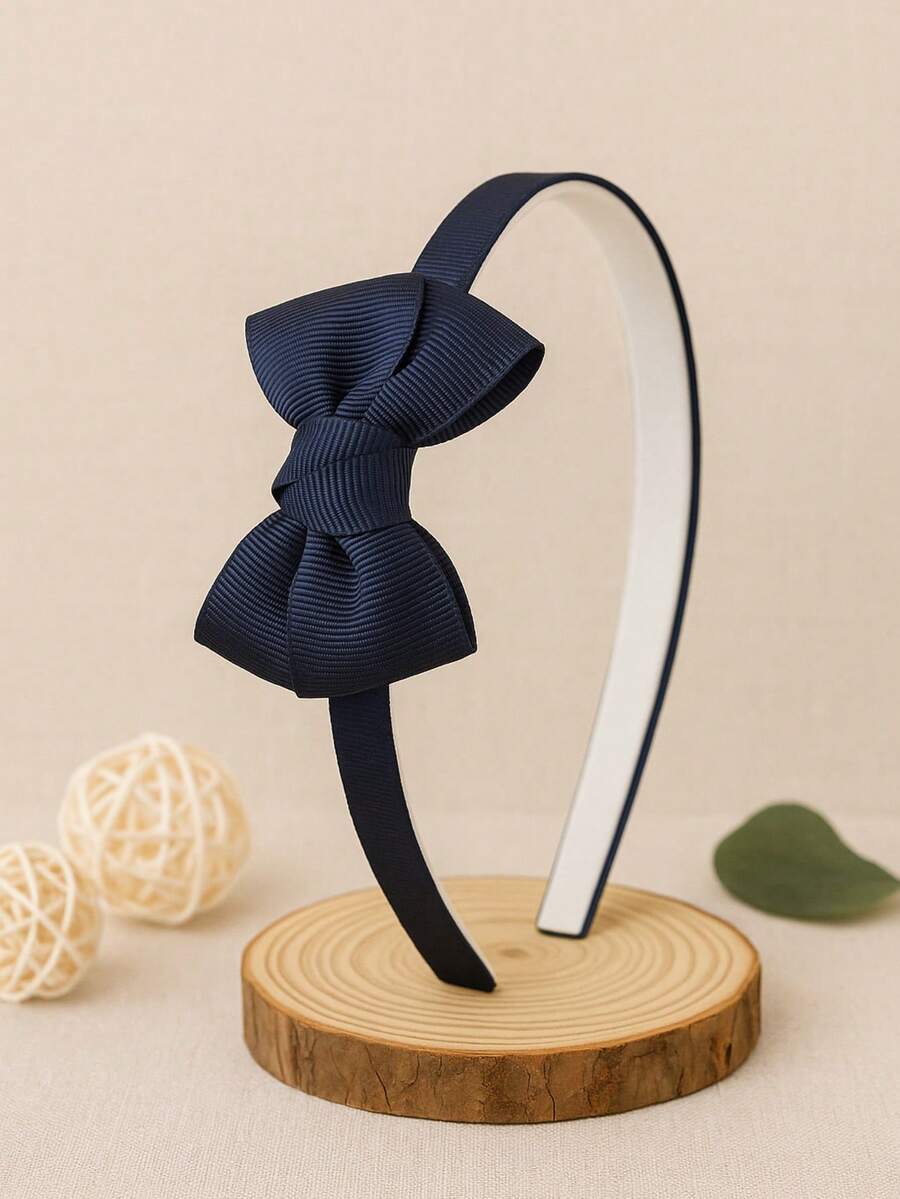 1 Piece Children's Bow Tiara With Cross Bow With Knot - Màu xanh hải quân - Xem 1