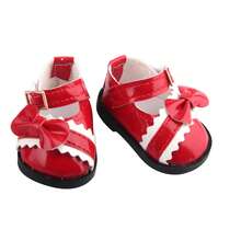 1 Pair 14-Inch Reborn Baby Doll Shoes, Bowknot Leather Flats, Solid Color Glossy Flat Shoes, Fashionable & Cute Doll Shoes For Summer, Suitable For Doll Dresses, Girls & Students Role Play, Children Toy Doll Accessory, Holiday Party, Birthday Gift - SH-0105 - View 14