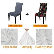 1 件/2 件/4 件/6 件万圣节花卉和骷髅印花节日家居装饰椅套，高弹力全套可拆卸可洗椅子保护套，适用于家庭、季节性装饰