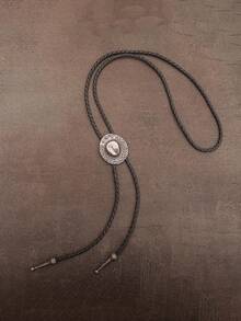 1pc Fashion Retro Personalized Bronze/Silver Unisex Bolo Tie Necktie Necklace, Suitable For Daily Wear And Gift