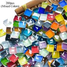 200/400/600pcs Mosaic Tiles Squares Crystal Mosaic Glass Tile For Crafts, And Decoration For Crafts, Handmade And Decoration Handmade Gift Festival DIY Material Home Decoration (Mixed Colors) ﻿