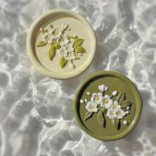 6 件金属合金蜡印章套装，带可更换木柄 - 猫、山茶花图案，适用于邀请函、卡片、信封、礼品包装、压印、花卉设计 - 金色 - 查看 5