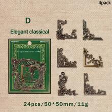 24 peças de adesivos de canto para scrapbook, material de papel para scrapbooking, arte, colagem, papelaria, planejador, decoração, diário, adesivos de lixo