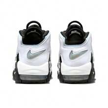Nike Air More Uptempo Leather High-Top Cushioned Children Basketball Shoes, Black & White - Black and White - View 5