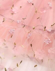 2025Toddler Girls Tulle Dress Rainbow Tutu Birthday Princess Dresses Formal Photo Shoot Outfit Summer Clothes 2-6T'Sprout Style' - 塵土飛揚的玫瑰 - 花朵薄紗 - 查看 6