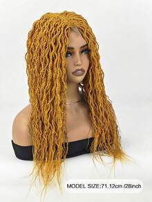 28" Micro Senegal Twist Box Braided Wig – Glueless Lace Front Synthetic Knotless Braids For  (#613, Honey Yellow) - SYellow - View 4