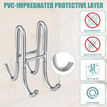 1pc Stainless Steel Towel Hook, Punch Free Bathroom Partition Hook, Heavy Duty Hook Rack For Robe, Towel, Over The Door Hook For Bathroom, Kitchen Multi-Scale Use, Bathroom Accessories
