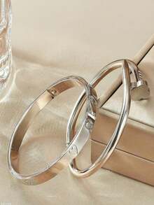 2 Stücke/Set Boho Stil Edelstahl vergoldet Glücksklee, Herz & Stern Armreif Set, 18K Beschichtung mit Strass - perfekt für Einkaufen, Kostümpartys und romantische Dates, Geschenk