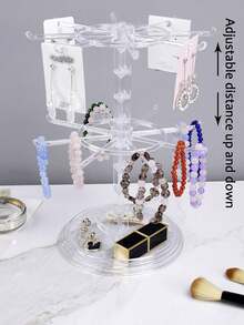 1pc Rotatable Double-Layer Black/Transparent/White Key Chain Display Rack, Detachable Organizer For Keychains, Necklaces, Rings, Earrings And Hair Clips, Suitable For Counter, Dresser, Bathroom And Bedside