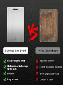 1pc Stainless Steel Dual-Sided Cutting Board - 100% Pure Titanium Kitchen Chopping Board, Hygienic & Durable Front Edge, Japanese Medical Grade Titanium 2-In-1 Kneading & Rolling Board, For Meat, Vegetables, Fruits - Ideal Kitchen Accessory! Random Color