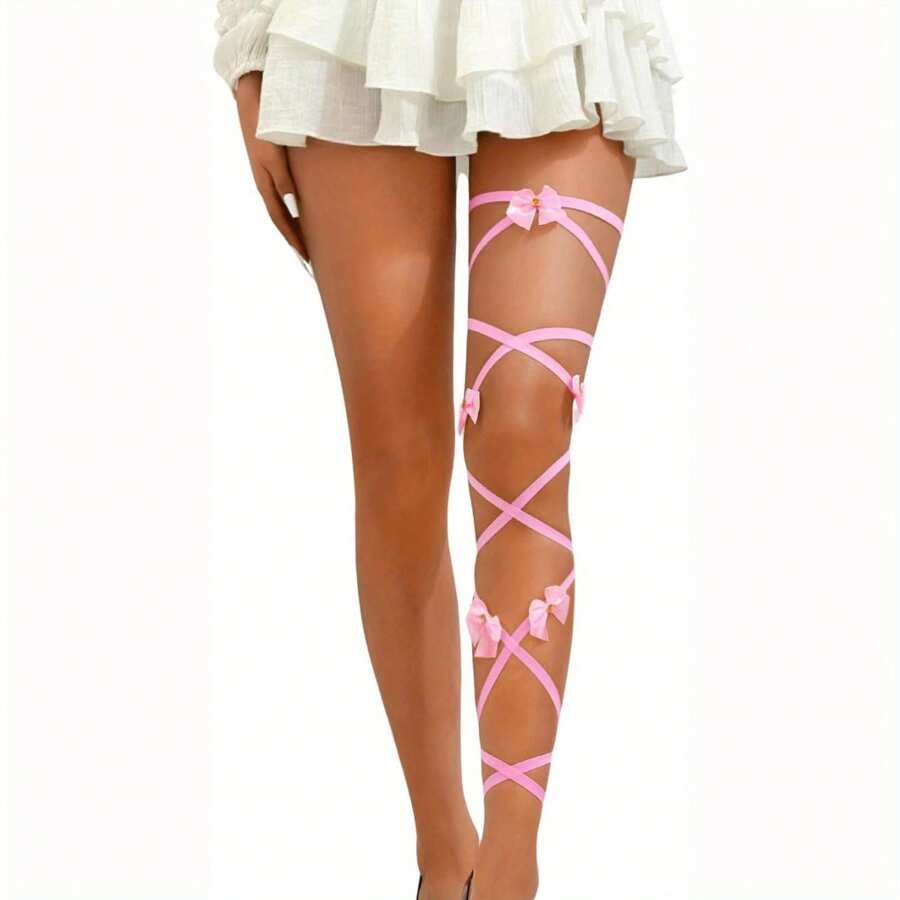 2 Peças Envoltórios de Perna em Formato de Arco para Mulheres, Acessórios para Festival Rave, Fantasia Sexy para Show de Música, Traje de Clube