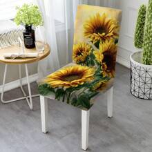 1pc/2pcs/4pcs/6pcs Creative Multi-Color Sunflower Print Home Decorative Chair Cover, Full Coverage High Stretch Slipcover, Dirt-Resistant And Anti-Fouling Chair Protector For Home, Seasonal Decor