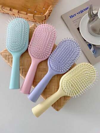 1 stuk Macaron Color rechtopstaande draagbare schattige antistatische haarborstel, geschikt voor mannen en vrouwen met lang haar, haarstylingset, haargereedschapset, haarstylingset