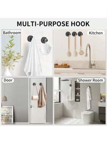 MiLaiWP 4 pièces Crochets à ventouse pour douche, crochets à ventouse en acier inoxydable imperméables, sans perçage, pour douche, salle de bain, cuisine, montage sur portes de douche en verre, miroir, carrelage et autres surfaces lisses. Idéal pour accrocher serviettes, peignoir, loofah, etc. 1/2 pièces par pack