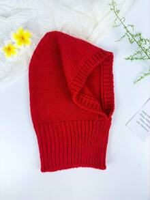 1pc Unisex Wool Blend Balaclava Hat, Warm Knitted Neck Warmer Face Mask, Outdoor Cold Weather Hooded Scarf - Multicolor - View 7