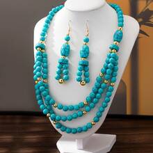 1pc Cross-Border New Style Boho Fashion Knotted Water Drop Pendant Necklace, Versatile For Fall/Winter Sweater - Multicolor - View 2