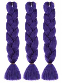 1条24英寸100克/条巨型编织接发，颜色可选：棕色、粉色、金色、紫色、蓝色、绿色、红色、灰色，适合女性日常、节日、派对、圣诞节、音乐节、嘉年华、新年等场合，可作为礼物赠送。YAKI纹理。