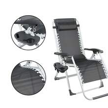 178*66*95cm Camping Chair, Portable Deck Chair, Foldable And Adjustable Armchair, Reclining Outdoor Sun Loungers, Relaxing Chairs For Patios, Terraces, Gardens, Camping - 黑色 - 查看 2