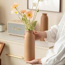 Juego de 3 jarrones decorativos de cerámica de 10.4 pulgadas, estilo bohemio moderno escandinavo, decoración del hogar de estilo campestre moderno blanco (mezcla de café) - Mezcla de café - Ver 11