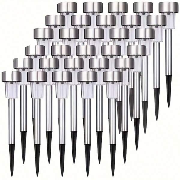 1/10 paquete de luces LED con estaca alimentadas por energía solar - Luces solares para senderos adecuadas para patios, césped, caminos, terrazas, entradas de garaje, jardines y decoraciones de fiesta.