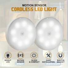 4 件/2 件运动传感器 LED 夜灯，带运动传感器的磁性粘贴式表面灯，可充电且节能，适用于走廊、卧室、厨房、楼梯、壁橱、房间 - 白色 - 查看 11