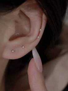 2/4件套简约花卉耳钉，仿蛋白石银针耳环 - 復古銀色 - 查看 7