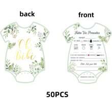 Set de 20 tarjetas de adivinación de la ducha francesa para bebés, revelación de género, juego para bebés, perfecto para padres primerizos, de alta calidad, con diseño de plantas verdes