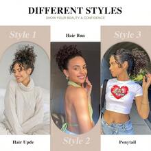 LCurly Drawstring Ponytail Extension For  Ponytail Extension Drawstring Ponytail Curly Hair Extensions For Women Short Ponytail For  Black With Caramel Brown 5001 - 2H30 - Xem 3