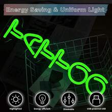 1pc Green Tattoo Neon Sign Wall Decor Neon Light, Dimmable Tattoo Led Sign Beauty Salon Neon Sign, Custom Shop Neon Sign Man Cave Led Sign, USB Business Neon Sign - Green color light - View 8
