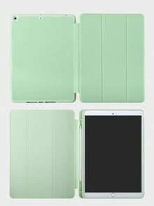 1pc Matcha Green Tri-Fold Tablet Case With Stylus Slot, TPU Soft Edge Full Protection, Magnetic Sleep/Wake, Compatible With IPad Mini4/Mini5/Mini6/Mini7/Air1/Air2/9.7/10.2/10.5/Air4/Air5/10.9/Pro11/10th/12.9/Air 11-In.(M2)-2024/Pro 11-In.(M4)-2024/IPad Air 11-Inch (M3) 2025 - Matcha Green - View 4