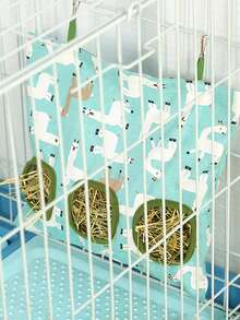 1Pc Hanging Feeding Bag Pet Hay Bag For Guinea Pigs Small Animal Feeder Rabbit 2 Holes/3 Holes Food Dispensers Container Bag Rack Cage Accessories,Dry Grass Feeder Pouch For Rabbit Small Animal Food Storage Bags Pet Feeding Multipurpose Guinea Pig Supplies - Multicolor - View 5