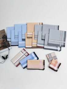 12条装40cm经典吸水格子手帕，舒适柔软擦汗小方巾，送朋友的最佳礼物 - 彩色 - 查看 3