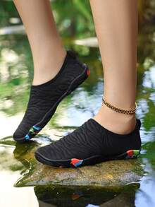 女士户外涉水鞋,速干沙滩鞋,防滑,适合海滩漫步、游泳、钓鱼,轻便透气,女士拖鞋 - 707黑色 - 查看 5