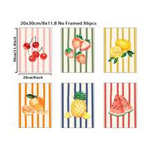 6 件水果抽象艺术印刷品套装画廊简约墙面艺术草莓西瓜柠檬柑橘芒果菠萝热带樱桃，无框架 - 彩色 - 查看 8