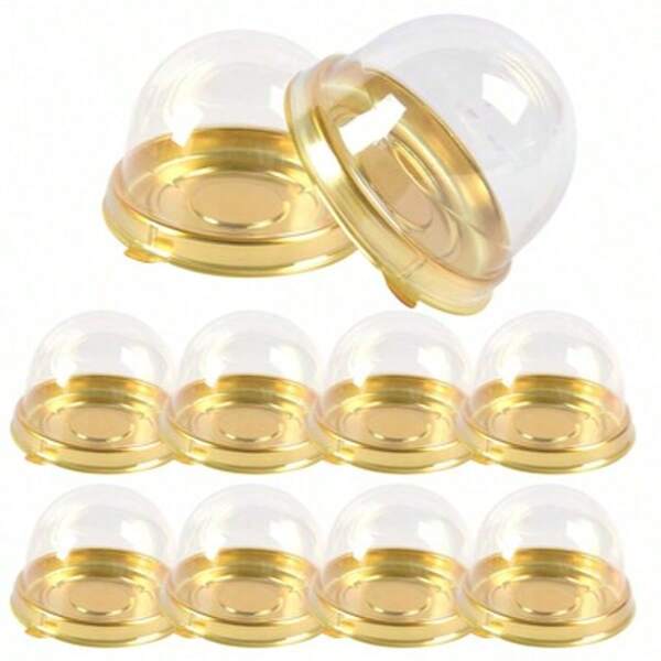 100pcs Egg Yolk Crisp Packaging Boxes, Transparent Small Round Muffin Containers For Single-Serve Egg Yolk Crisps, Small Pastry Containers, Suitable For Wedding, Birthday Party Favors, No Long Strip Stickers Included