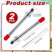 FUCHENGJSLasnten 2 Pack Straw Puncher Plastic Lids Lemonade Cups, Stainless Steel Straw Hole Puncher Punching Tools Cafe Drinks Container Squeezed Lemonade Stand Supplies(8.Inch,Black) - 紅色 - 查看 11