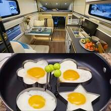 2 piezas de moldes de acero inoxidable para huevos - Moldes creativos antiadherentes para huevos fritos y panqueques, herramienta de moldeado DIY para el desayuno, adecuada para cocinar, hornear y preparación de alimentos - Apta para Navidad, Halloween, Pascua, Acción de Gracias, Día de San Patricio, herramienta de cocción de panqueques y huevos sin electricidad, accesorio de cocina caravana, color aleatorio - Multicolor - Ver 5