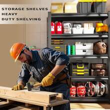 72" H Garage Shelving Heavy Duty 5-Tier Storage Shelves, 2500 Lbs Adjustable Metal Shelving Unit, Utility Storage Rack Shelf For Garage, Basement, Pantry, Black (72 "H X 36" W X 16" D)