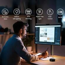 1pc New Dual Light Source Screen Lamp, Display Monitor Hanging Light, Office & Gaming Atmosphere Desk Lamp, Computer Screen Hanging Light, Computer Desk Lamp - Dual Light Source - View 5