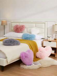 心形抱枕，粉色母亲节心形抱枕，爱心抱枕礼物，心形抱枕，仿兔毛房间装饰抱枕，客厅，卧室，适合万圣节，圣诞节，日常装饰使用 - 藍色 - 查看 6