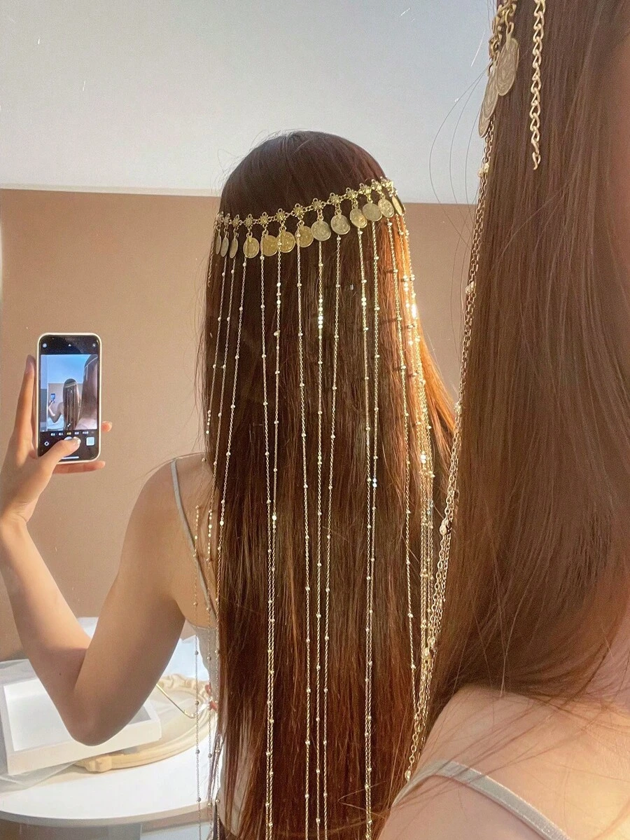 1 件优雅女士波西米亚头饰、新娘婚礼发饰、派对活动装饰头带、旅行摄影服装发饰 - 彩色 - 查看 1