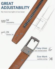 BOSTANTEN Belt Men Leather Reversible Belts Men 1 3/8 Casual Dress Pants, Two-In-One Belt - 007-深棕色 - 查看 3